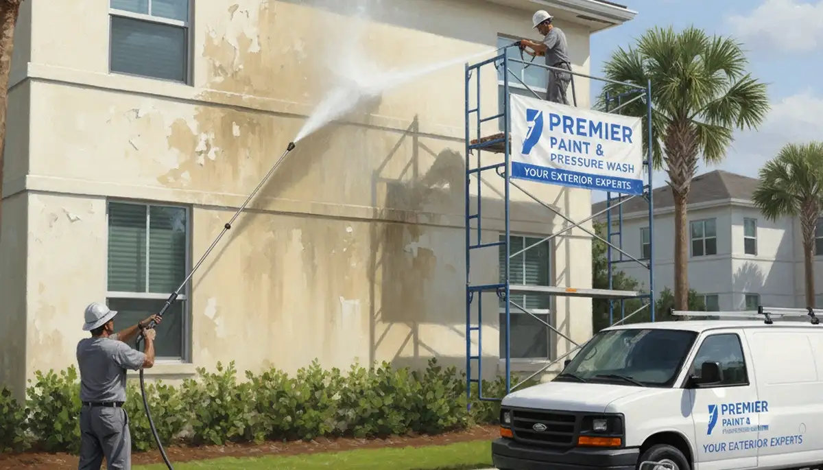 Pressure cleaning service in Harrisburg, PA for siding, decks, and concrete at a local property