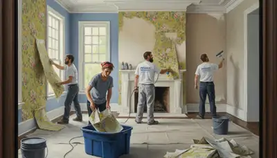 Professional wallpaper removal service in Harrisburg, PA preparing walls for painting