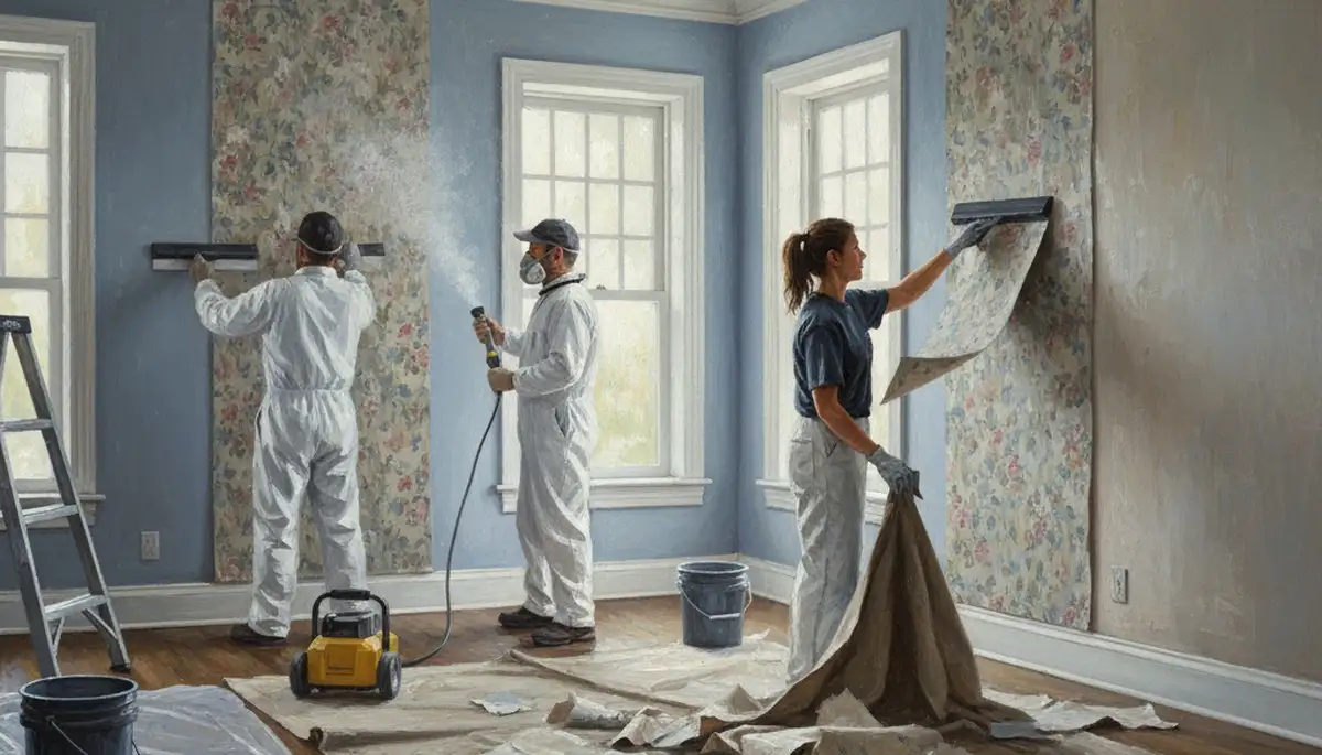 Wallpaper removal service in Harrisburg, PA, preparing walls for painting in an older home